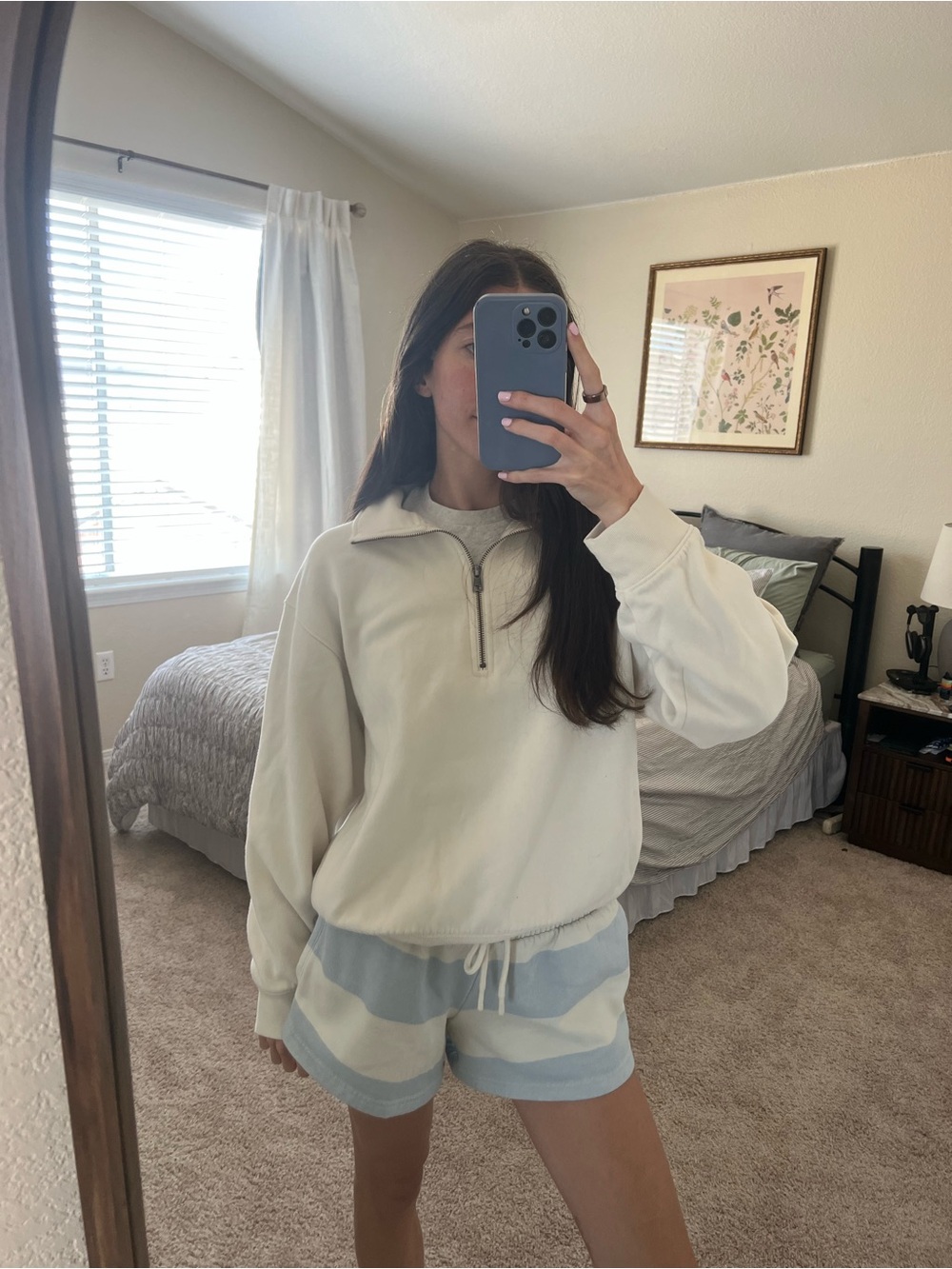Universal Thread Cream Quarter-Zip Pullover and Shorts